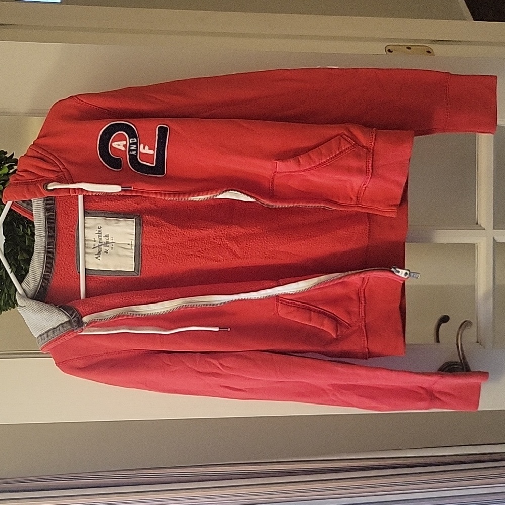 Red Abercrombie Zippered Hoodie